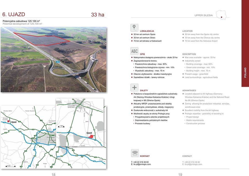centre 0 km away from the Gliwice city centre 0 km west from the Katowice Airport OPIS Maksymalna dostępna powierzchnia - około ha Zagospodarowanie terenu: Powierzchnia zabudowy - max.