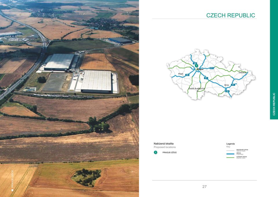 PRAGUE-ÚŽICE Legenda Key dezinárodní silnice national roads