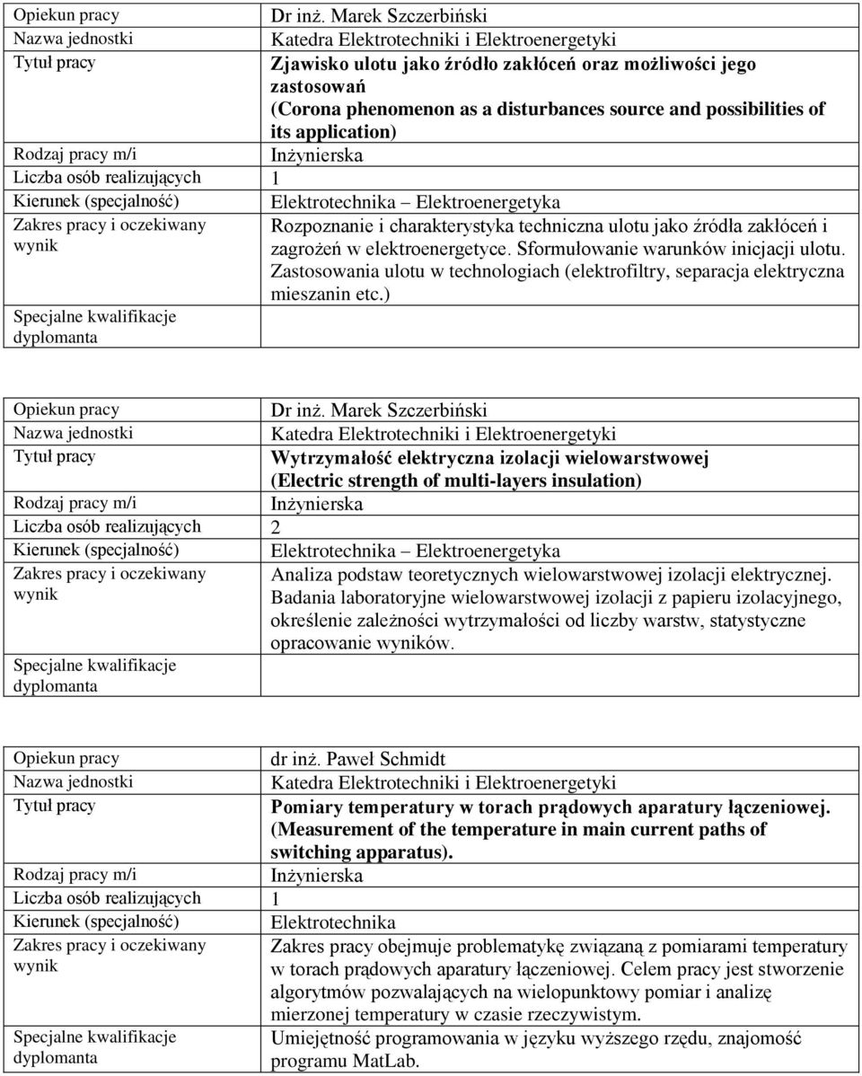 techniczna ulotu jako źródła zakłóceń i zagrożeń w elektroenergetyce. Sformułowanie warunków inicjacji ulotu. Zastosowania ulotu w technologiach (elektrofiltry, separacja elektryczna mieszanin etc.