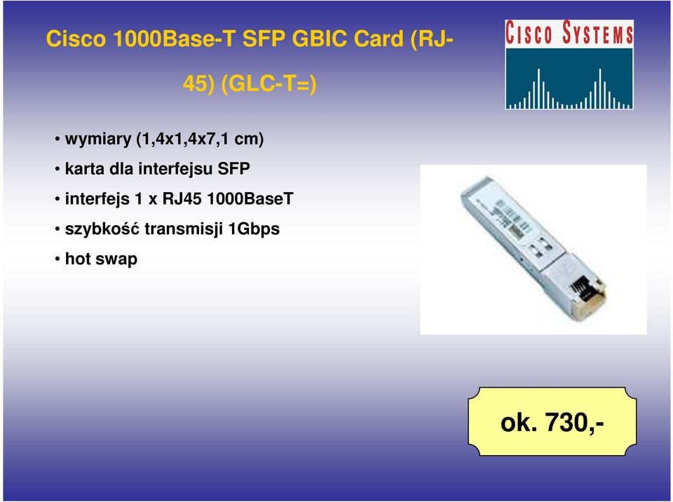 dla interfejsu SFP interfejs 1 x RJ45