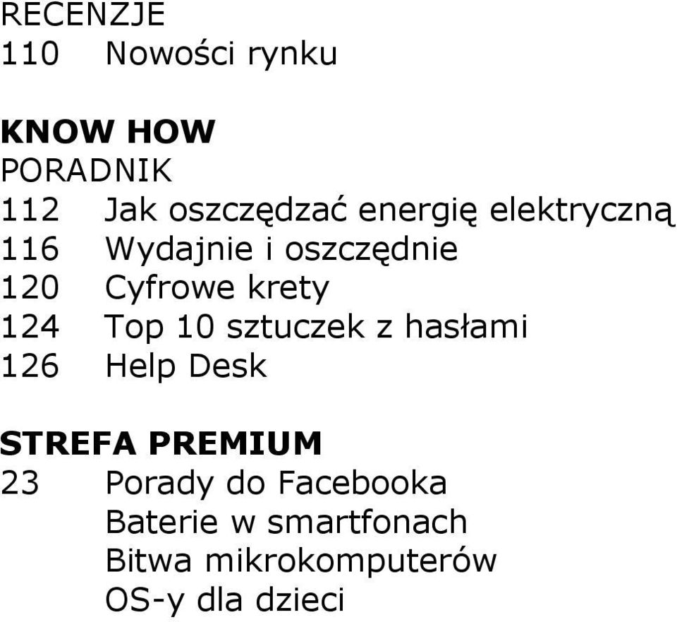 z hasłami 126 Help Desk STREFA PREMIUM 23 Porady do