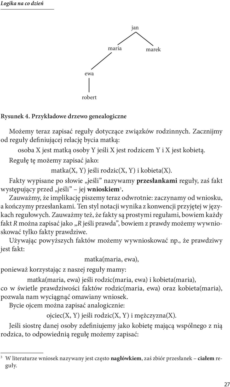 Fakty wypisane po słowie jeśli nazywamy przesłankami reguły, zaś fakt występujący przed jeśli jej wnioskiem 3.