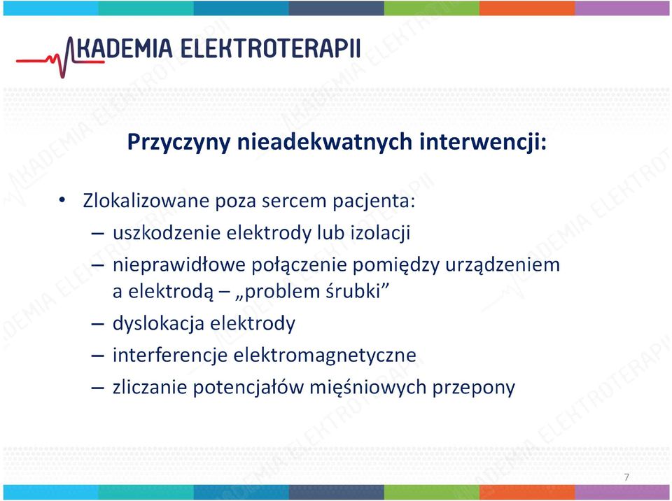 elektrodą problem śrubki dyslokacja elektrody interferencje