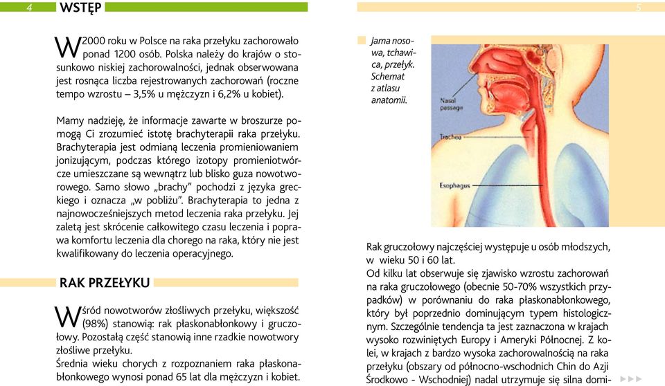 Mamy nadzieję, że informacje zawarte w broszurze pomogą Ci zrozumieć istotę brachyterapii raka przełyku.