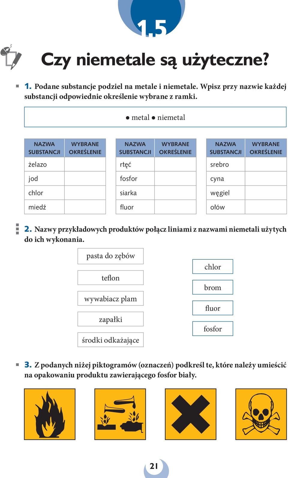 siarka w giel mied uor o ów 2. Nazwy przykładowych produktów połącz liniami z nazwami niemetali użytych do ich wykonania.