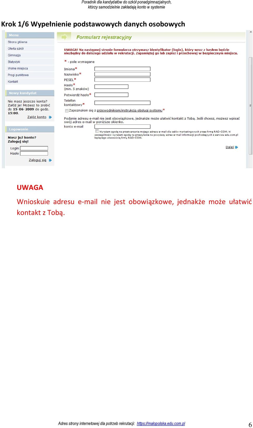 adresu e-mail nie jest obowiązkowe,