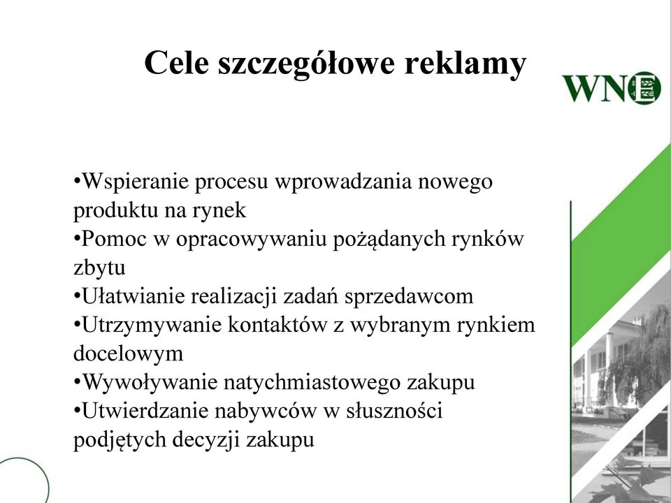 zadań sprzedawcom Utrzymywanie kontaktów z wybranym rynkiem docelowym