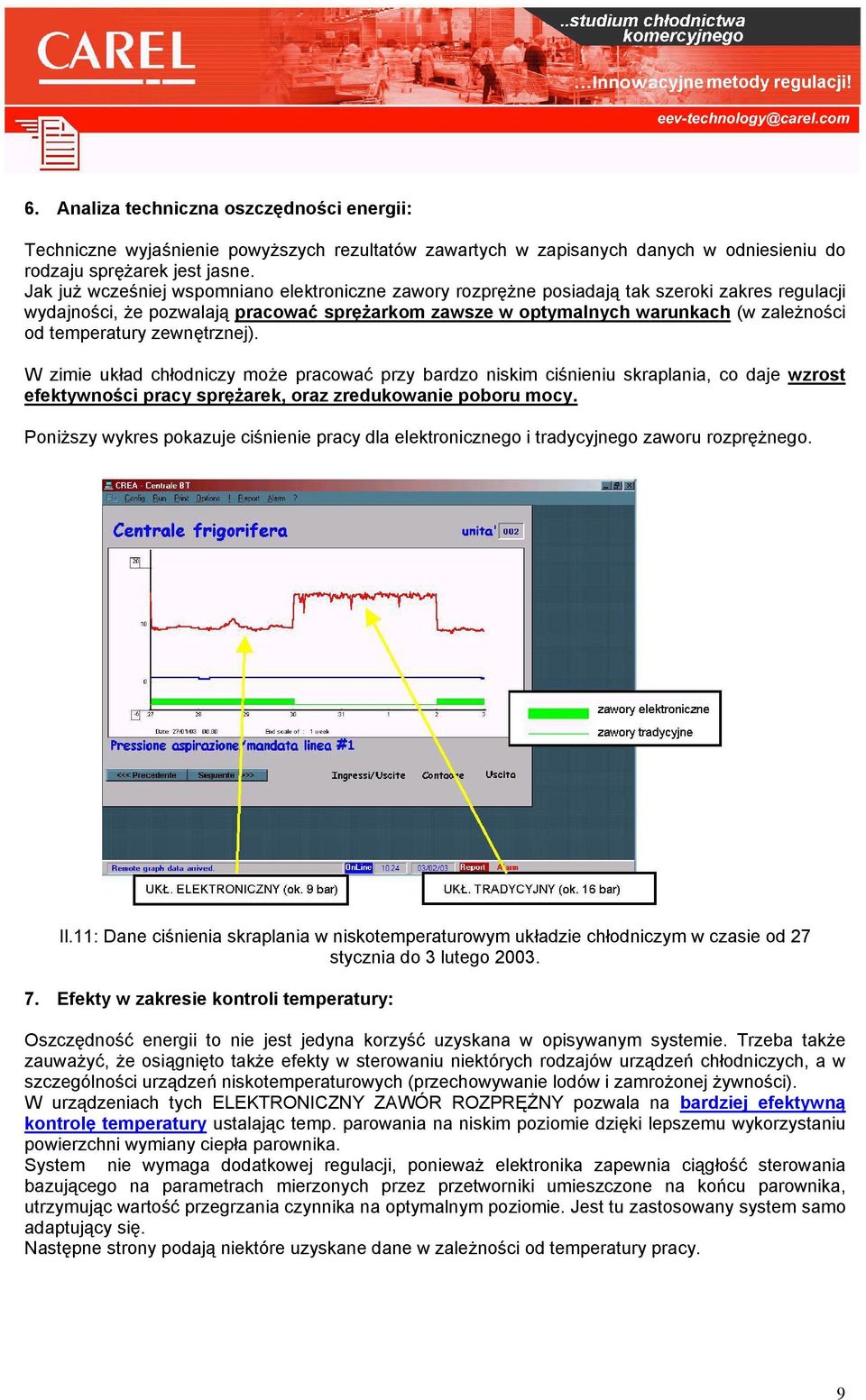 temperatury zewnętrznej). W zimie układ chłodniczy może pracować przy bardzo niskim ciśnieniu skraplania, co daje wzrost efektywności pracy sprężarek, oraz zredukowanie poboru mocy.