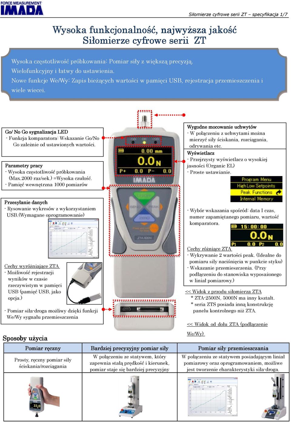 Go/ No Go sygnalizacja LED - Funkcja komparatora: Wskazanie Go/No Go zaleŝnie od ustawionych wartości. Parametry pracy - Wysoka częstotliwość próbkowania (Max.2000 raz/sek.) =Wysoka czułość.