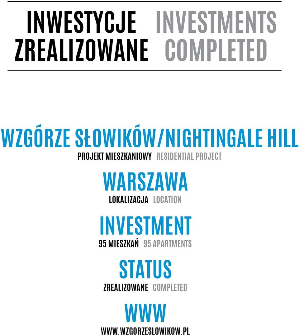 PROJECT WARSZAWA LOKALIZACJA LOCATION INVESTMENT 95 MIESZKAŃ