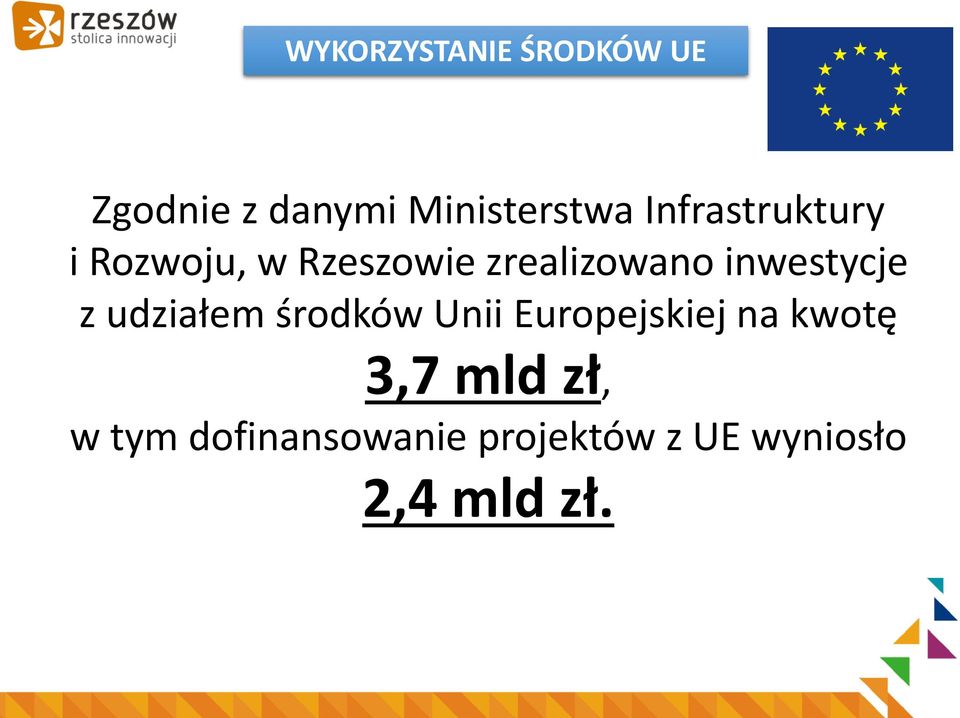 inwestycje z udziałem środków Unii Europejskiej na kwotę