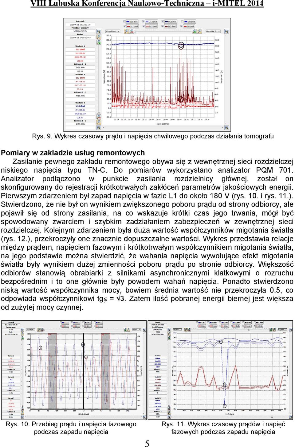 napięcia typu TN-C. Do pomiarów wykorzystano analizator PQM 701.