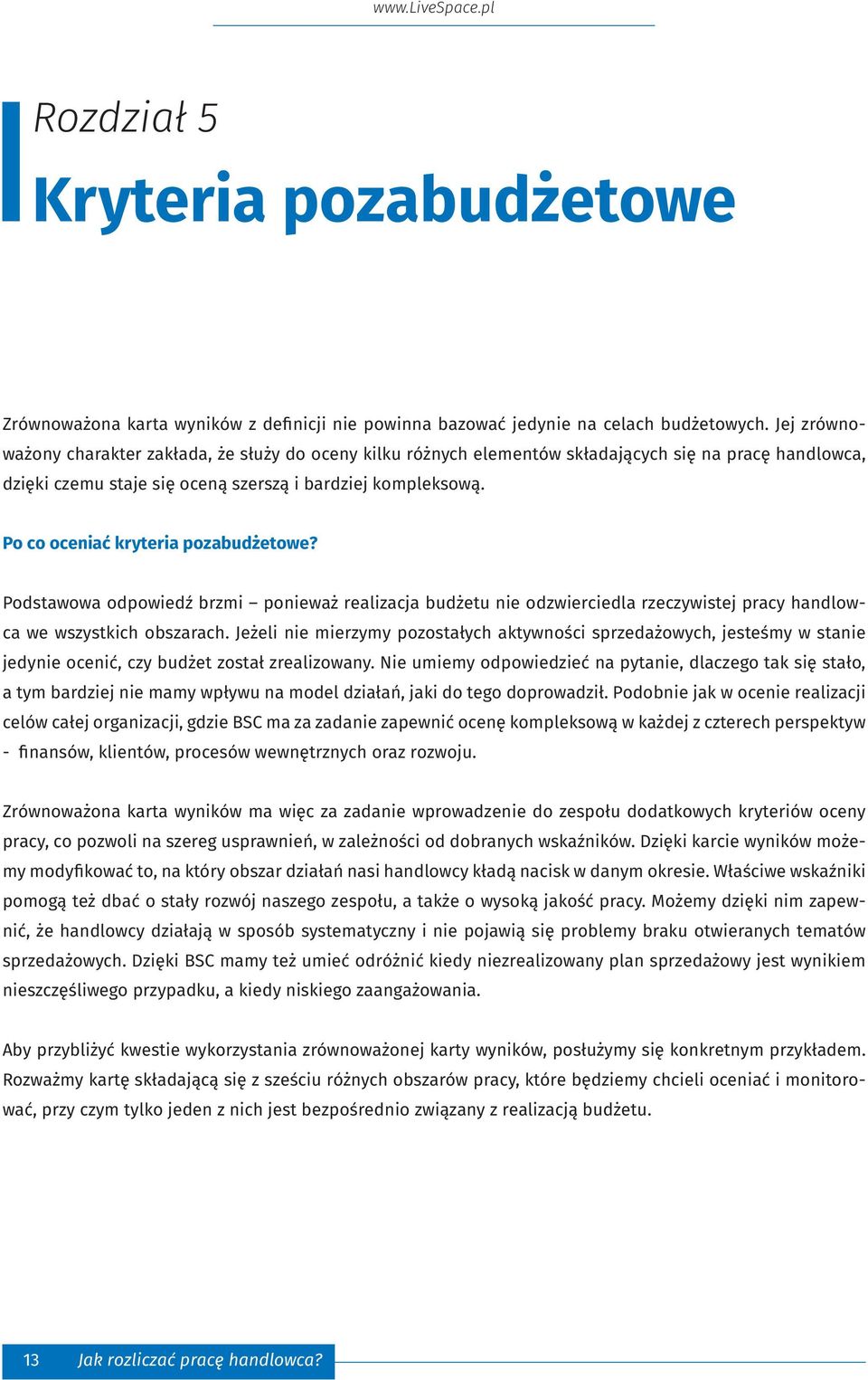 Po co oceniać kryteria pozabudżetowe? Podstawowa odpowiedź brzmi ponieważ realizacja budżetu nie odzwierciedla rzeczywistej pracy handlowca we wszystkich obszarach.