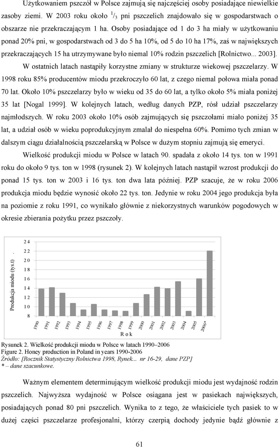 Osoby posiadające od 1 do 3 ha miały w użytkowaniu ponad 20% pni, w gospodarstwach od 3 do 5 ha 10%, od 5 do 10 ha 17%, zaś w największych przekraczających 15 ha utrzymywane było niemal 10% rodzin