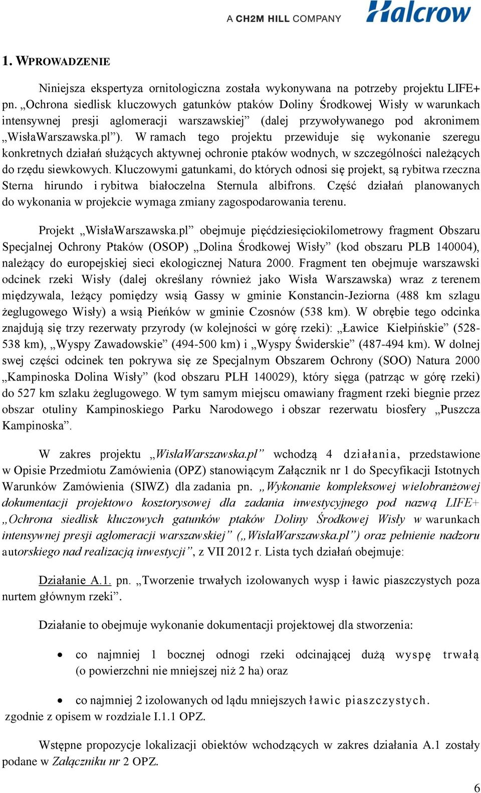 W ramach tego projektu przewiduje się wykonanie szeregu konkretnych działań służących aktywnej ochronie ptaków wodnych, w szczególności należących do rzędu siewkowych.