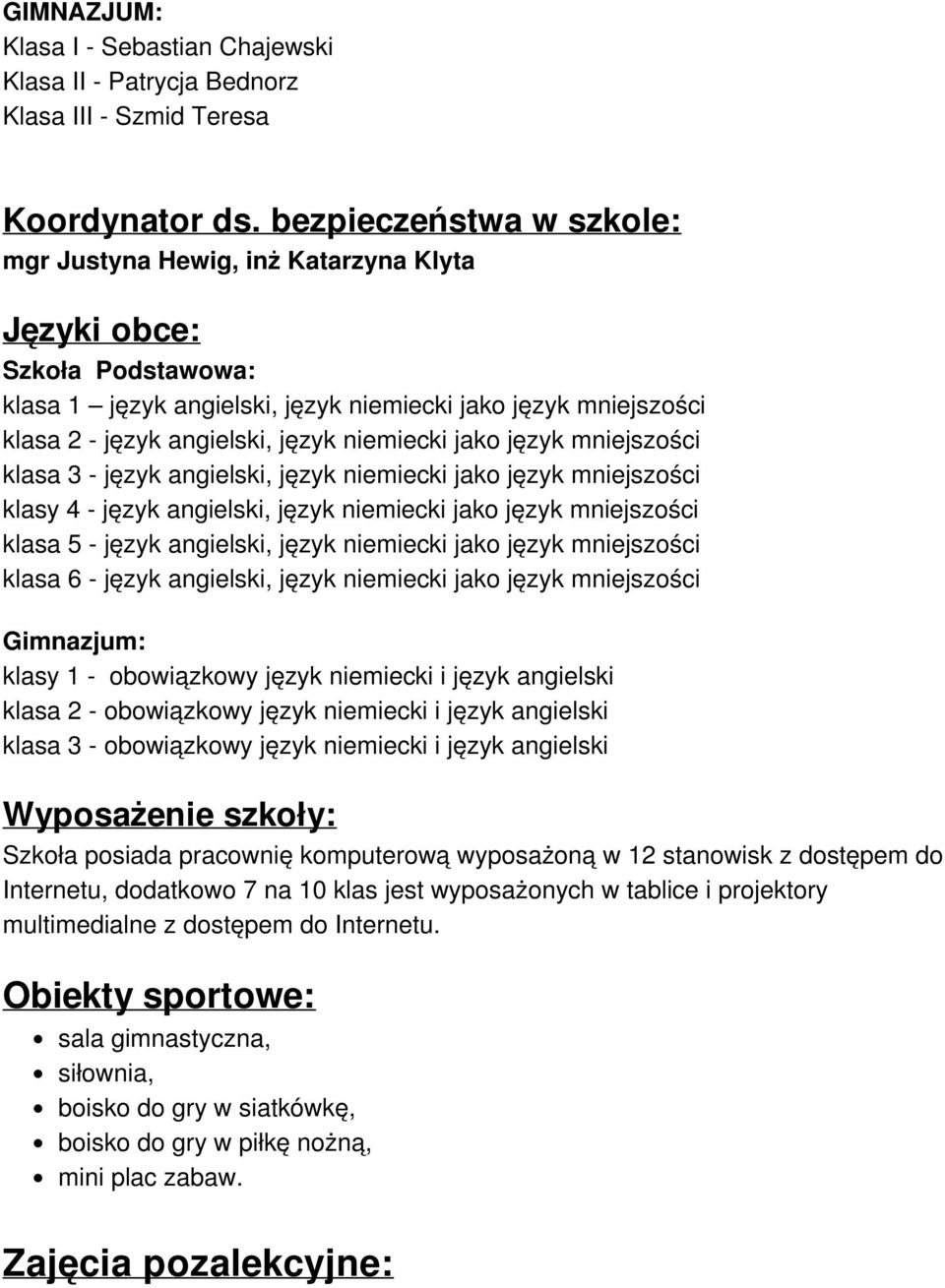 niemiecki jako język mniejszości klasa 3 - język angielski, język niemiecki jako język mniejszości klasy 4 - język angielski, język niemiecki jako język mniejszości klasa 5 - język angielski, język