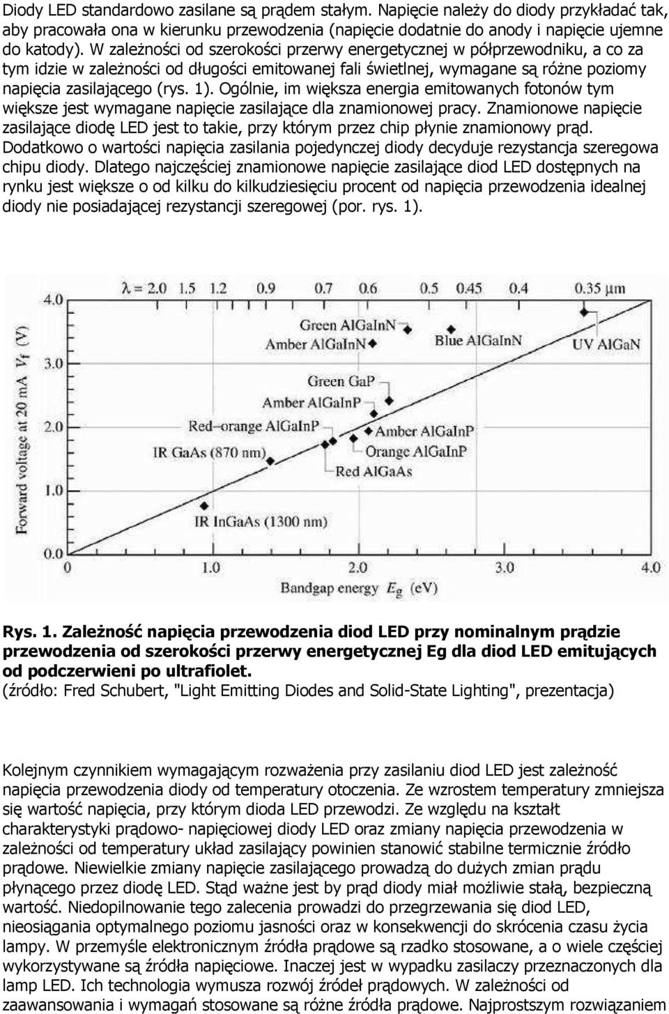 Ogólnie, im większa energia emitowanych fotonów tym większe jest wymagane napięcie zasilające dla znamionowej pracy.