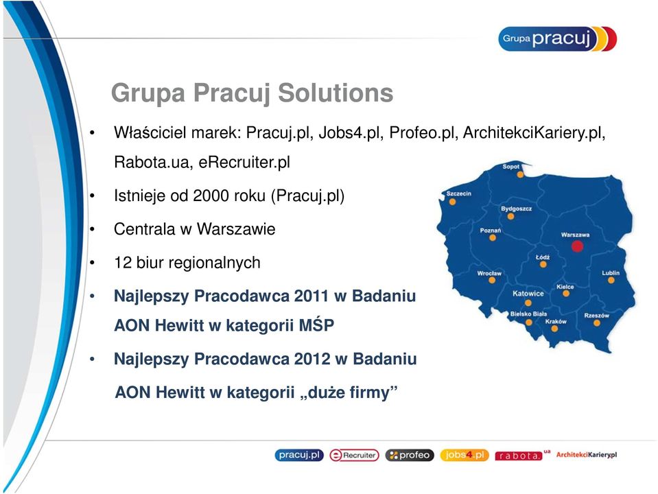 pl) Centrala w Warszawie 12 biur regionalnych Najlepszy Pracodawca 2011 w Badaniu