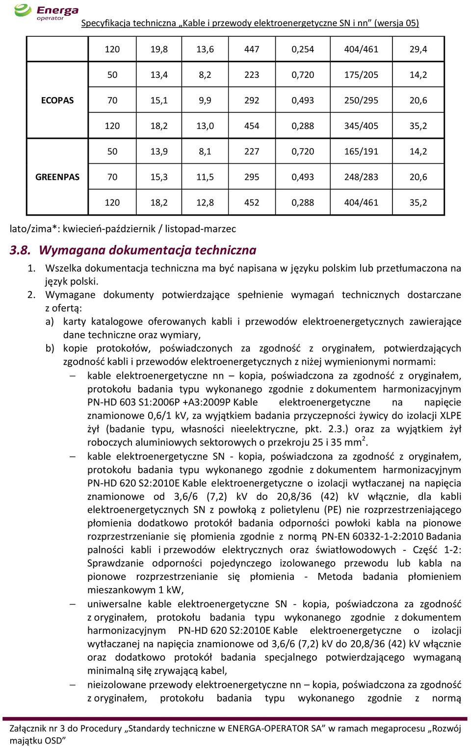 Wszelka dokumentacja techniczna ma być napisana w języku polskim lub przetłumaczona na język polski. 2.