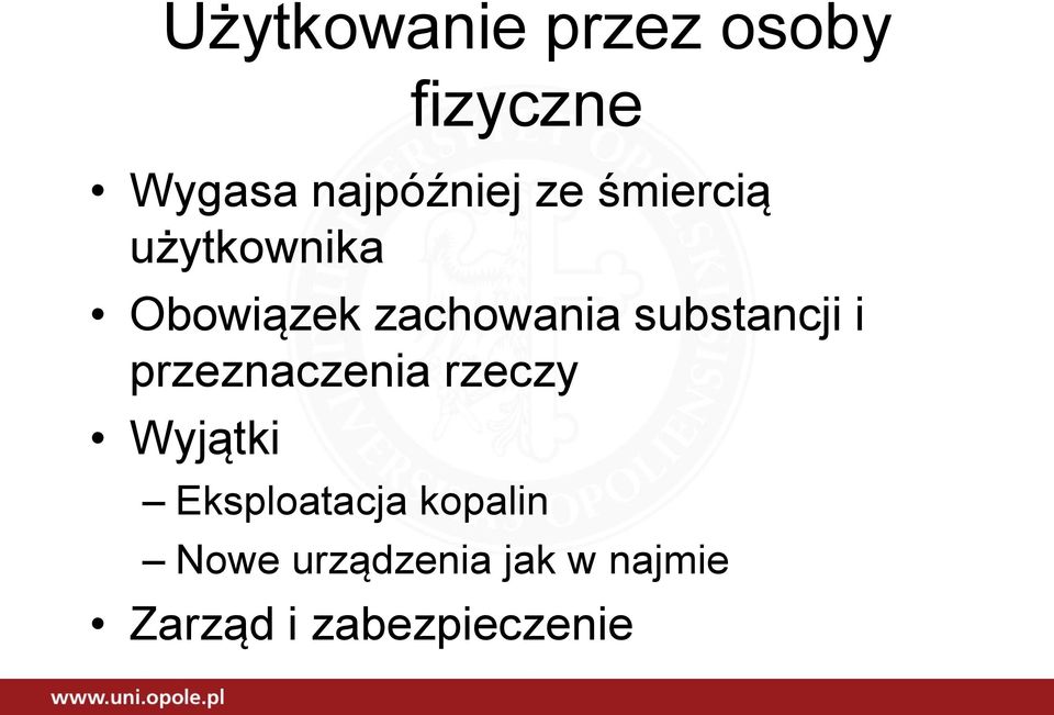 substancji i przeznaczenia rzeczy Wyjątki