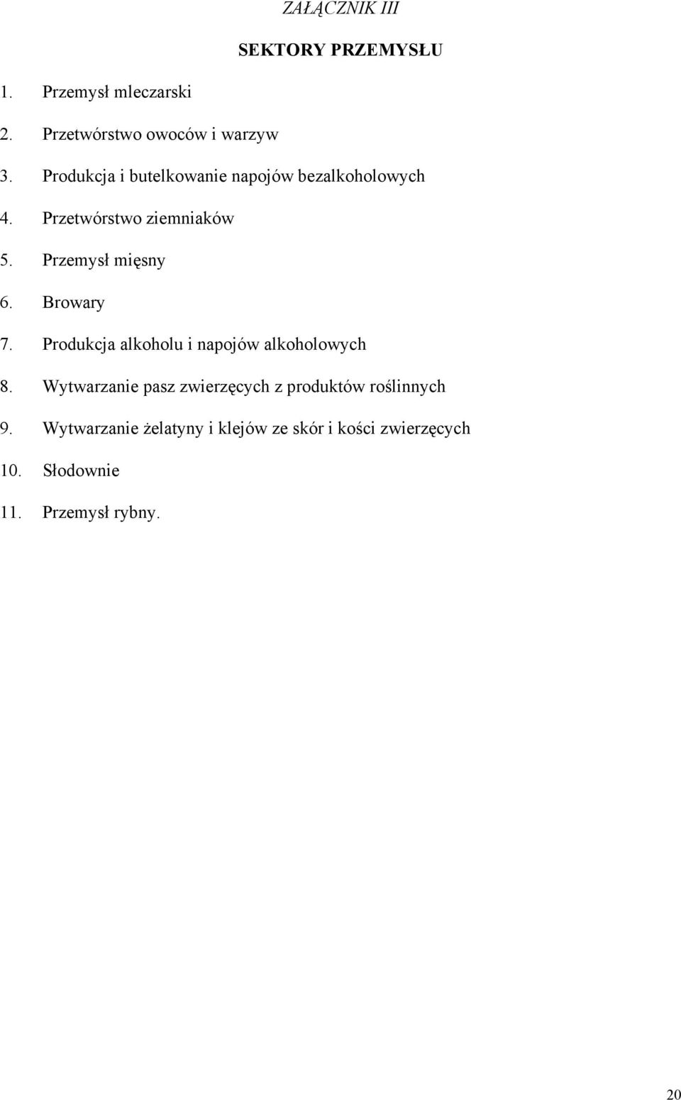 Browary 7. Produkcja alkoholu i napojów alkoholowych 8.