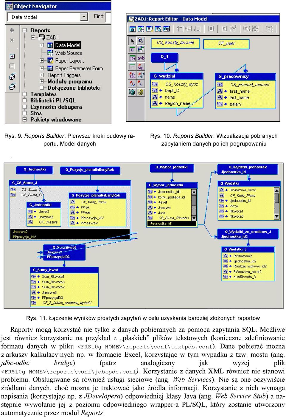 MoŜliwe jest równieŝ korzystanie na przykład z płaskich plików tekstowych (konieczne zdefiniowanie formatu danych w pliku <FRS10g_HOME>\reports\conf\textpds.conf).