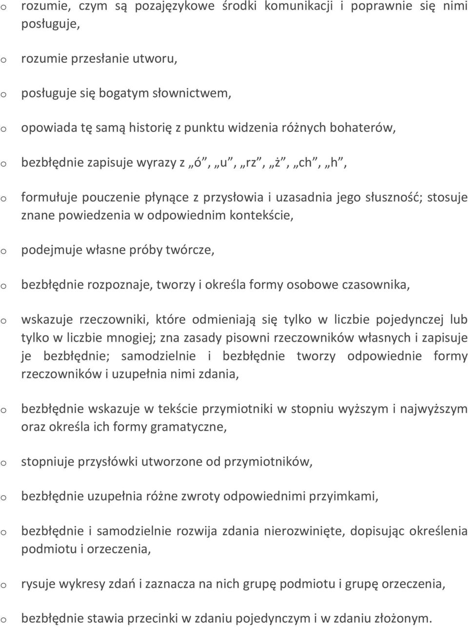 bezbłędnie rzpznaje, twrzy i kreśla frmy sbwe czaswnika, wskazuje rzeczwniki, które dmieniają się tylk w liczbie pjedynczej lub tylk w liczbie mngiej; zna zasady piswni rzeczwników własnych i