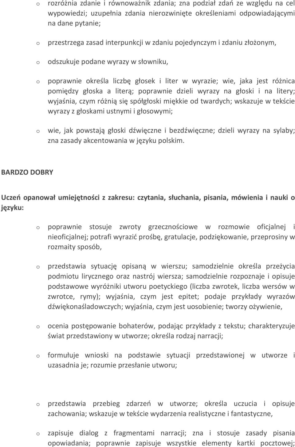 litery; wyjaśnia, czym różnią się spółgłski miękkie d twardych; wskazuje w tekście wyrazy z głskami ustnymi i głswymi; wie, jak pwstają głski dźwięczne i bezdźwięczne; dzieli wyrazy na sylaby; zna