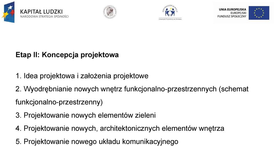 funkcjonalno-przestrzenny) 3. Projektowanie nowych elementów zieleni 4.