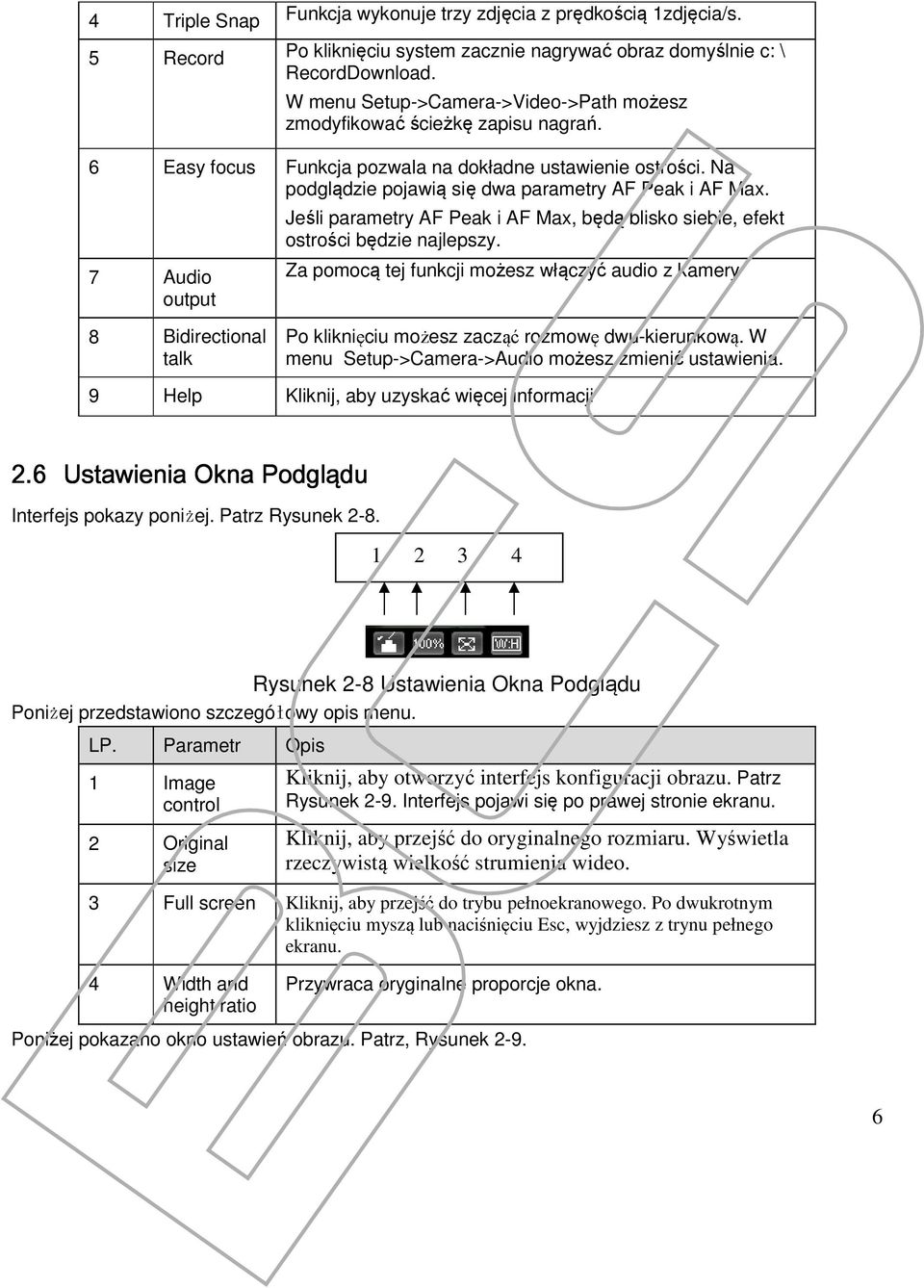 7 Audio output Jeśli parametry AF Peak i AF Max, będą blisko siebie, efekt ostrości będzie najlepszy.