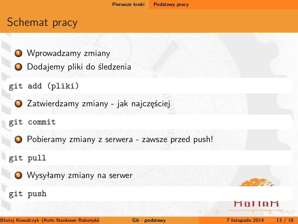 Pobieramy zmiany z serwera - zawsze przed push!