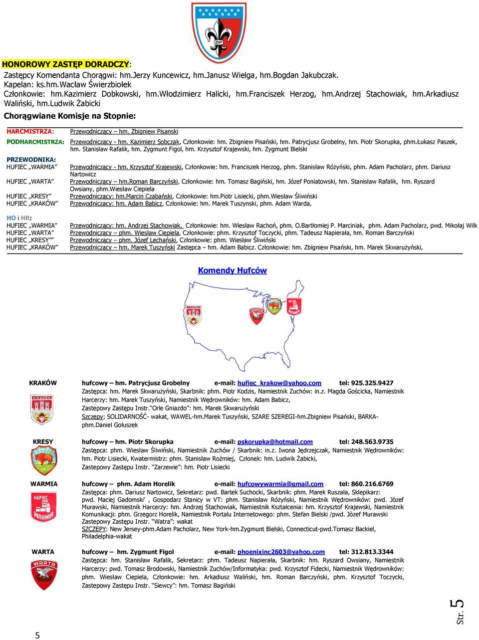 ludwik Żabicki Chorągwiane Komisje na Stopnie: HARCMISTRZA: PODHARCMISTRZA: PRZEWODNIKA: HUFIEC WARMIA HUFIEC WARTA HUFIEC KRESY HUFIEC KRAKÓW HO i HR: HUFIEC WARMIA HUFIEC WARTA HUFIEC KRESY HUFIEC