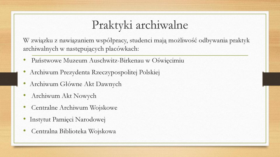 Oświęcimiu Archiwum Prezydenta Rzeczypospolitej Polskiej Archiwum Główne Akt Dawnych