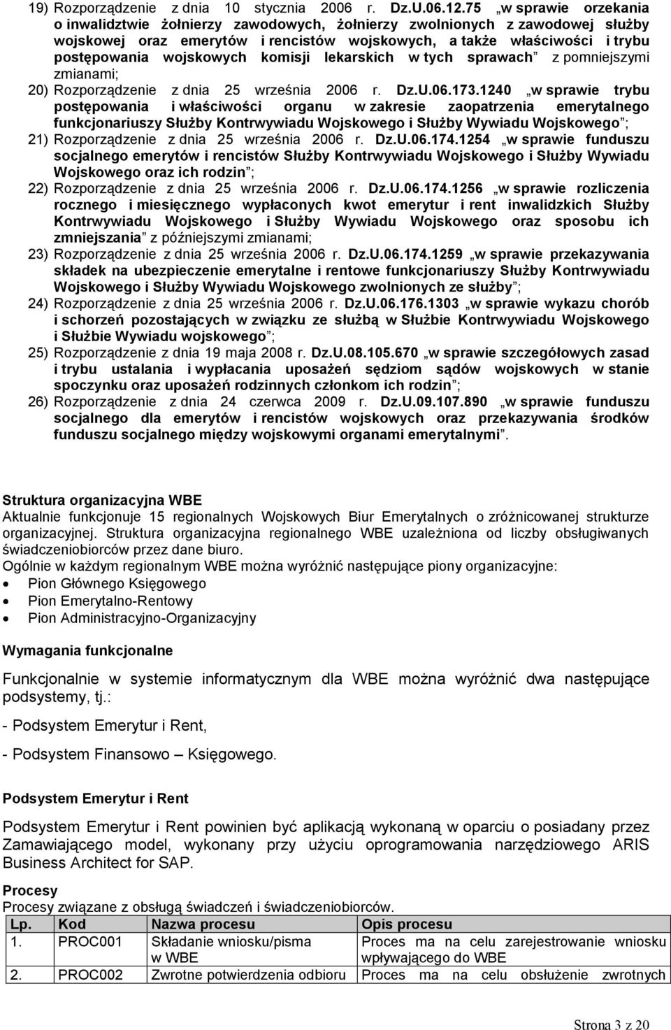 wojskowych komisji lekarskich w tych sprawach z pomniejszymi zmianami; 20) Rozporządzenie z dnia 25 września 2006 r. Dz.U.06.173.