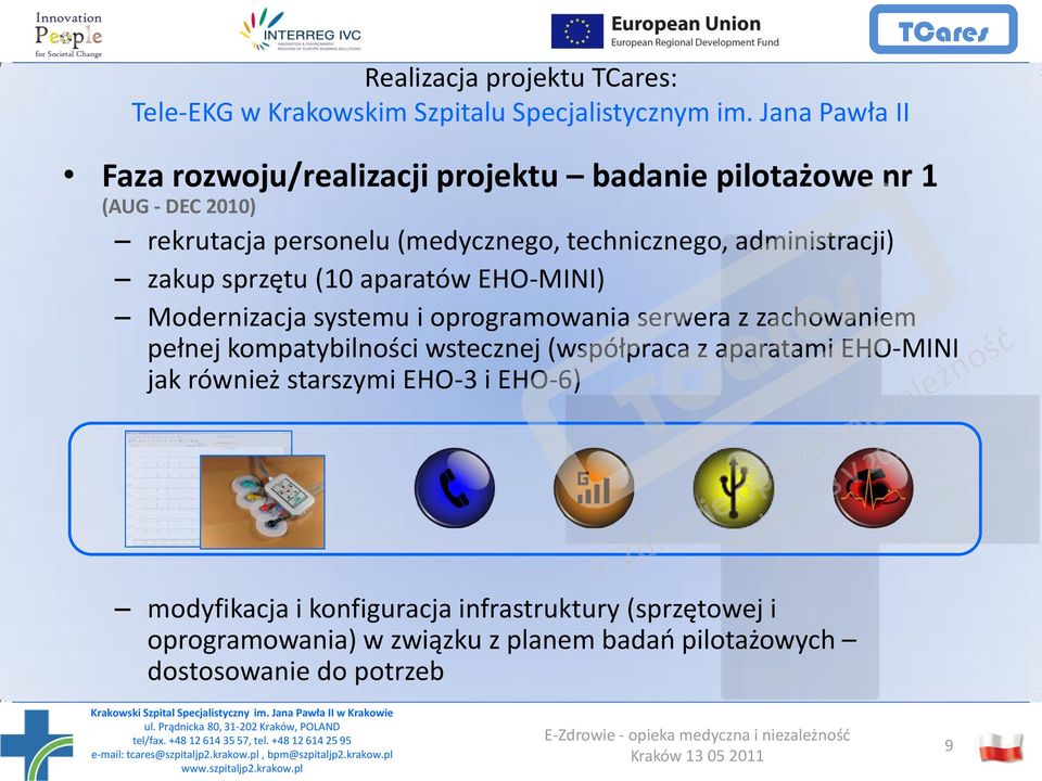 administracji) zakup sprzętu (10 aparatów EHO-MINI) Modernizacja systemu i oprogramowania serwera z zachowaniem pełnej kompatybilności