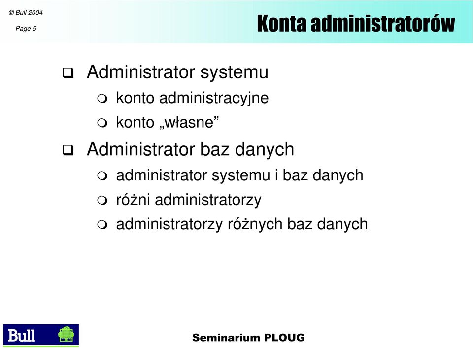 baz danych administrator systemu i baz danych