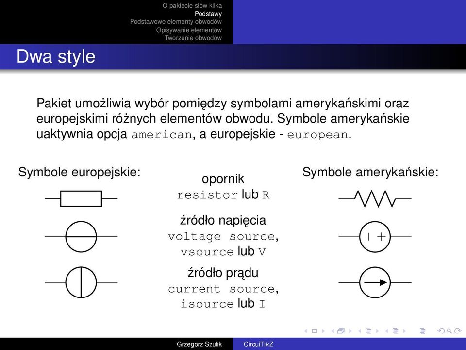 Symbole amerykańskie uaktywnia opcja american, a europejskie - european.