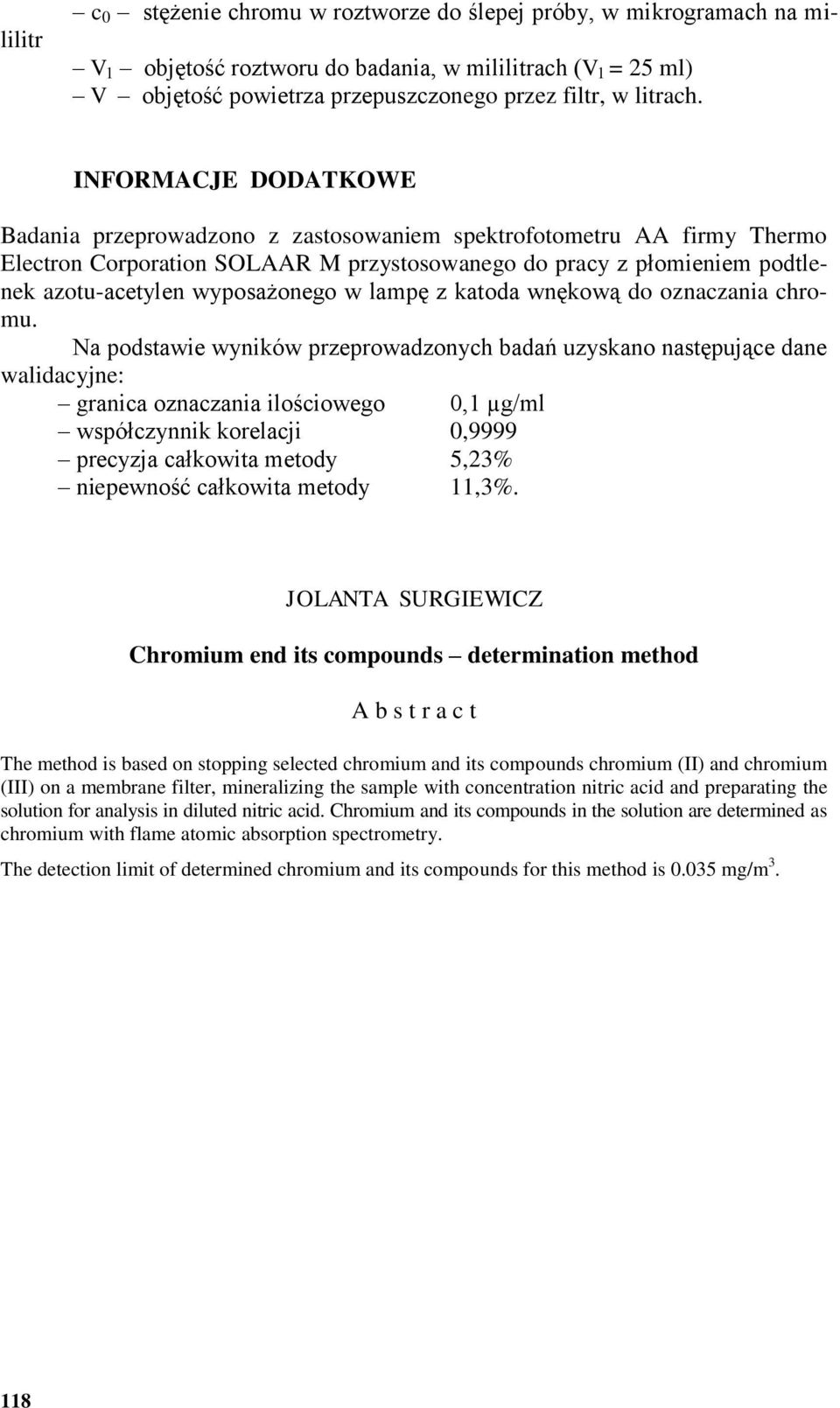 w lampę z katoda wnękową do oznaczania chromu.