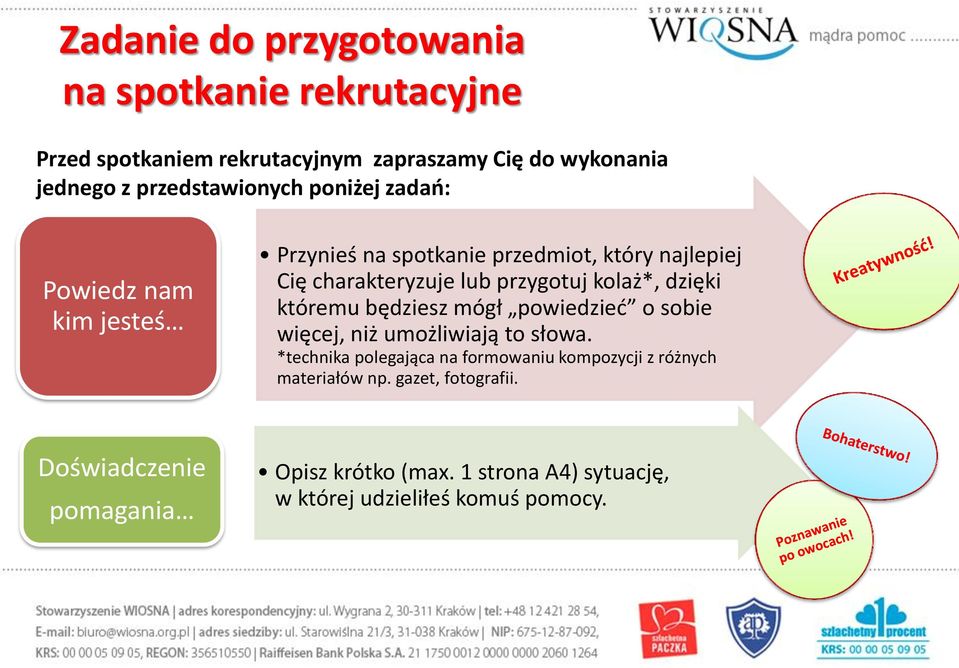 przygotuj kolaż*, dzięki któremu będziesz mógł powiedzieć o sobie więcej, niż umożliwiają to słowa.