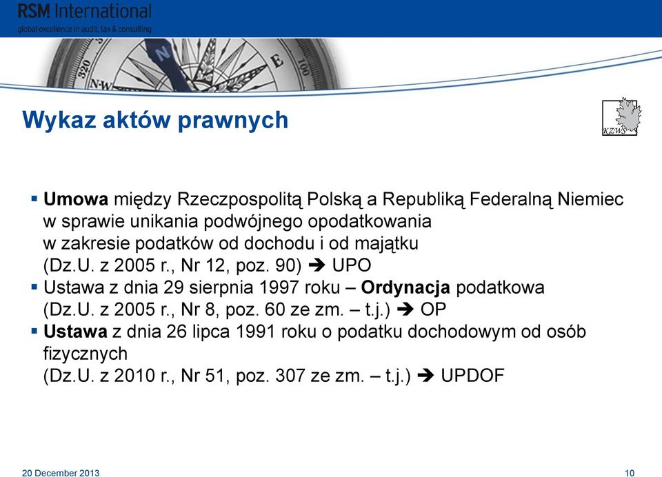 90) UPO Ustawa z dnia 29 sierpnia 1997 roku Ordynacja