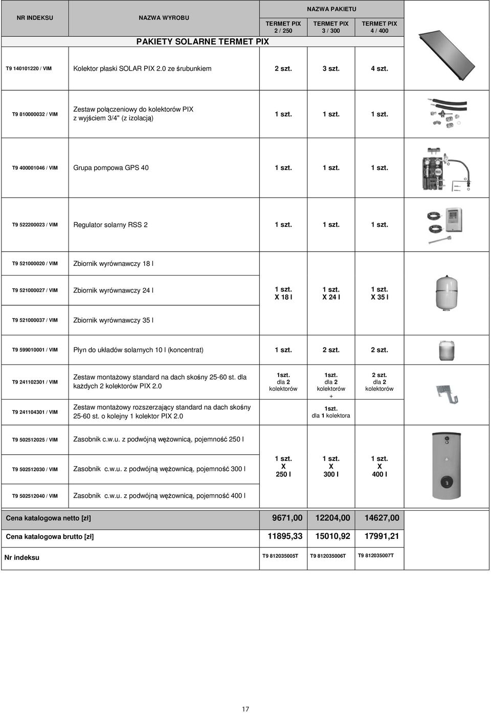 1 szt. 1 szt. T9 521000020 / VIM Zbiornik wyrównawczy 18 l T9 521000027 / VIM Zbiornik wyrównawczy 24 l 1 szt. X 18 l 1 szt. X 24 l 1 szt.