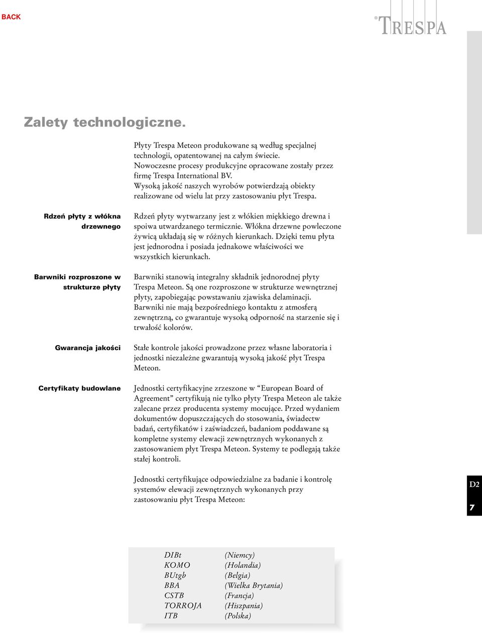 Rdzeń płyty z włókna drzewnego Barwniki rozproszone w strukturze płyty Gwarancja jakości Certyfikaty budowlane Rdzeń płyty wytwarzany jest z włókien miękkiego drewna i spoiwa utwardzanego termicznie.