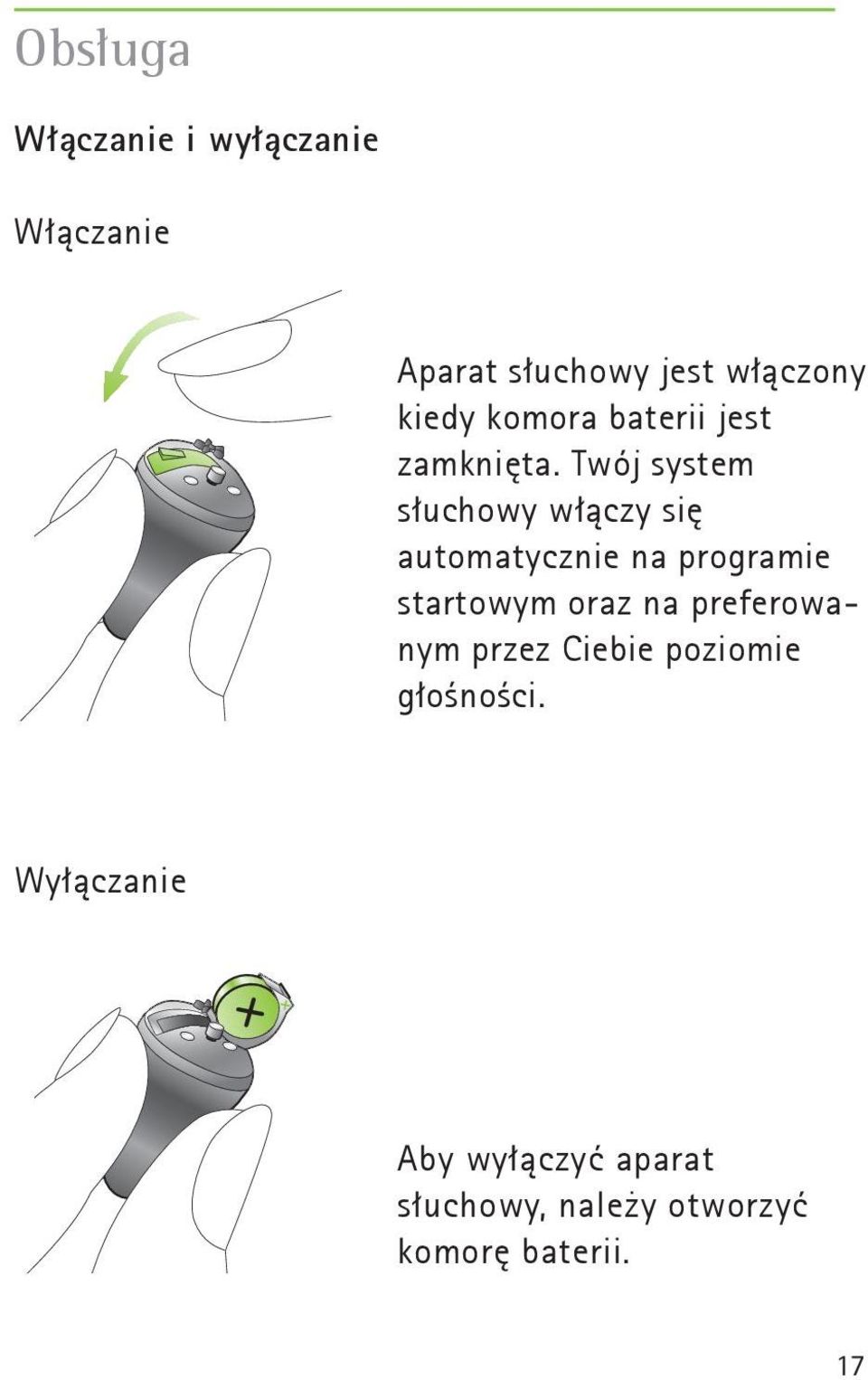 Twój system słuchowy włączy się automatycznie na programie startowym oraz na