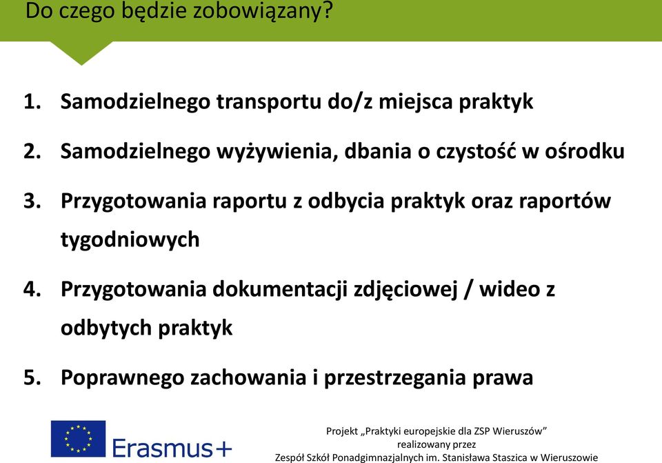 Przygotowania raportu z odbycia praktyk oraz raportów tygodniowych 4.