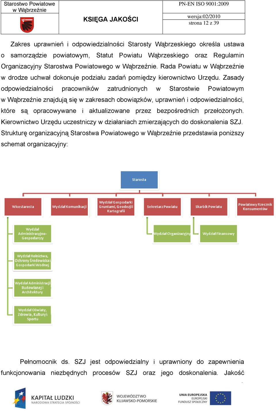 Zasady odpowiedzialności pracowników zatrudnionych w Starostwie Powiatowym znajdują się w zakresach obowiązków, uprawnień i odpowiedzialności, które są opracowywane i aktualizowane przez