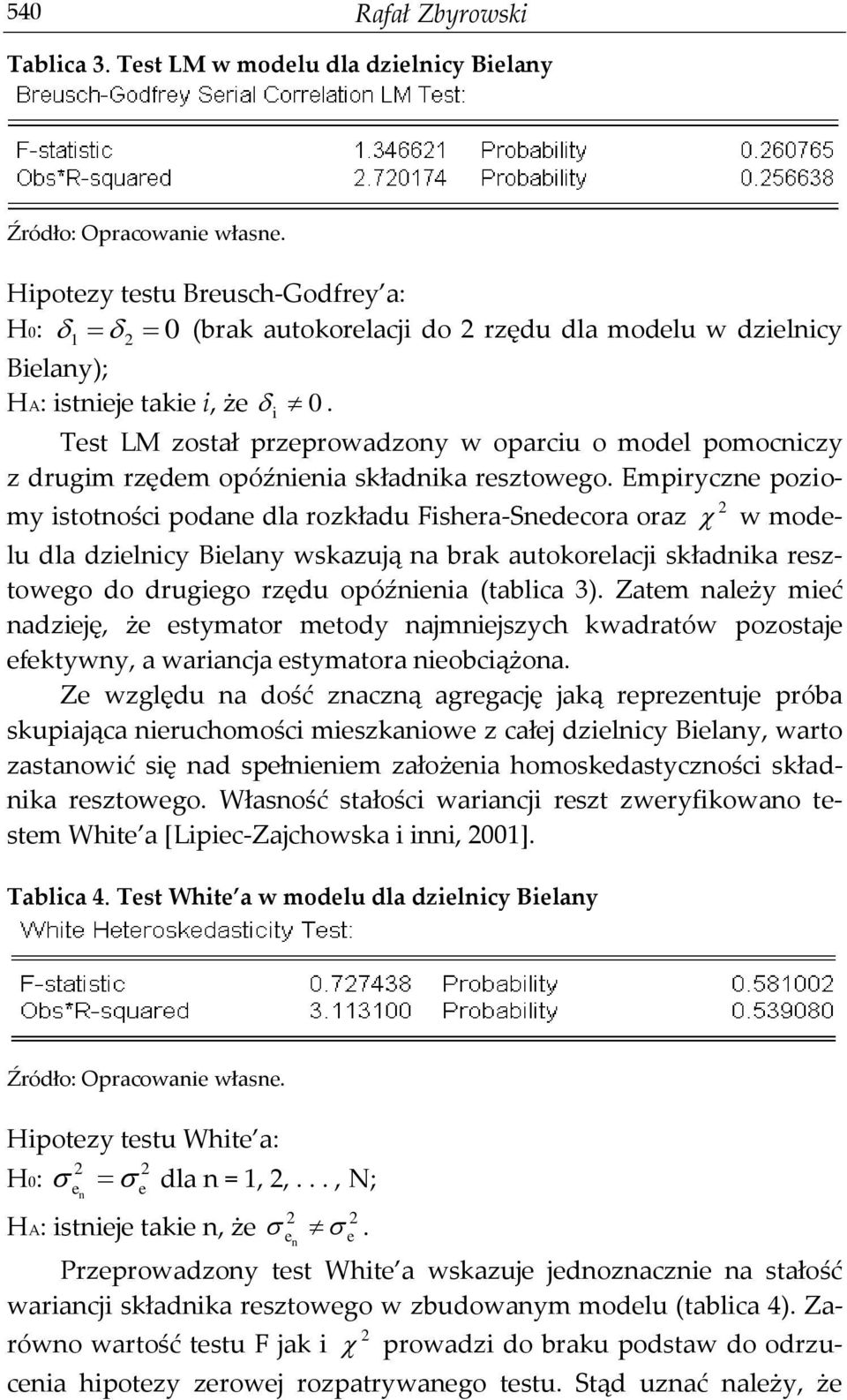 i Test LM został przeprowadzony w oparciu o model pomocniczy z drugim rzędem opóźnienia składnika resztowego.