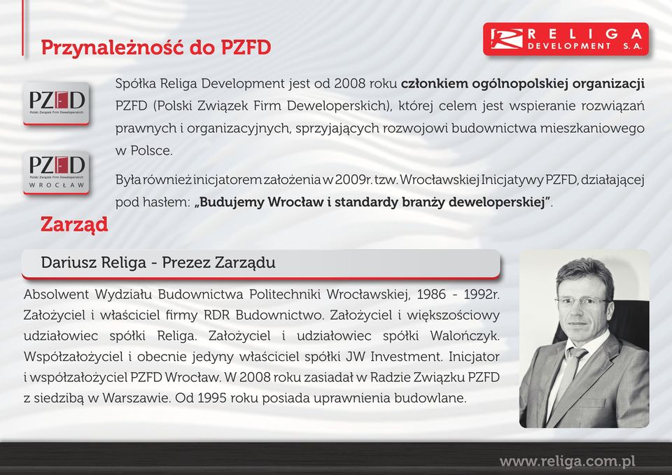 Wrocławskiej Inicjatywy PZFD, działającej pod hasłem: Budujemy Wrocław i standardy branży deweloperskiej.