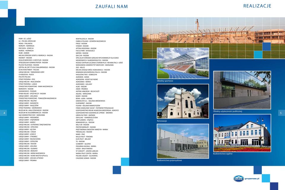 DR TYTUSA CHAŁUBIŃSKIEGO - RADOM ECHO INVESTMENT - POLSKA URZĄD MIEJSKI - TARNOWSKIE GÓRY CH MAZOVIA - PŁOCK POCZTA POLSKA STRAŻ POŻARNA - RYKI URZĄD MIEJSKI - MSZCZONÓW STRAŻ POŻARNA - LUBLIN