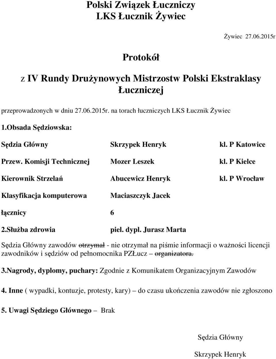 P Wrocław Klasyfikacja komputerowa Maciaszczyk Jacek łącznicy 6 2.Służba zdrowia piel. dypl.