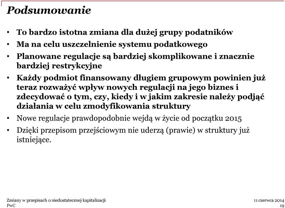 nowych regulacji na jego biznes i zdecydować o tym, czy, kiedy i w jakim zakresie należy podjąć działania w celu zmodyfikowania